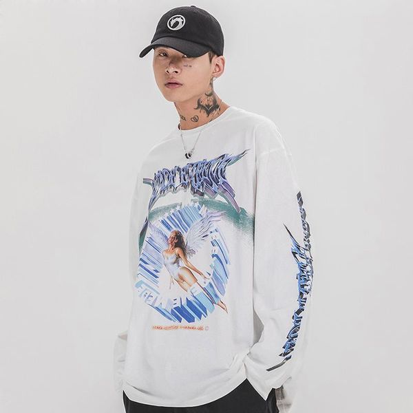 men's t-shirts 2021 hip-hop streetwear angel print t-shirt oversized long-sleeved fashion big cotton, White;black
men's t-shirts 2021 hip-hop streetwear angel print t-shirt oversized long-sleeved fashion big cotton, White;black