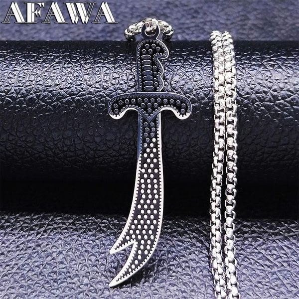 pendant necklaces muslim islam knife chain necklace jewelry stainless steel imam ali sword arabic jewlery colliers n3687s02, Silver
pendant necklaces muslim islam knife chain necklace jewelry stainless steel imam ali sword arabic jewlery colliers n3687s02, Silver