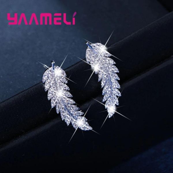 stud korean elegance leaf women earring 925 sterling silver clear rhinestone cz crystal handemade ear brincos pendiente, Golden;silver
stud korean elegance leaf women earring 925 sterling silver clear rhinestone cz crystal handemade ear brincos pendiente, Golden;silver