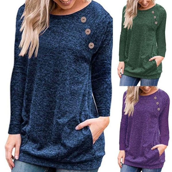 women solid color long sleeve crew neck button casual pullover leisure blouse knitwear women's sweaters, White;black
women solid color long sleeve crew neck button casual pullover leisure blouse knitwear women's sweaters, White;black