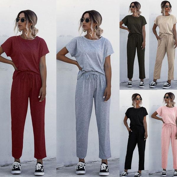 two piece set women summer o-neck short-sleeved and long pants casual solid color conjuntos de mujer plus size women's tracksuits, Gray
two piece set women summer o-neck short-sleeved and long pants casual solid color conjuntos de mujer plus size women's tracksuits, Gray