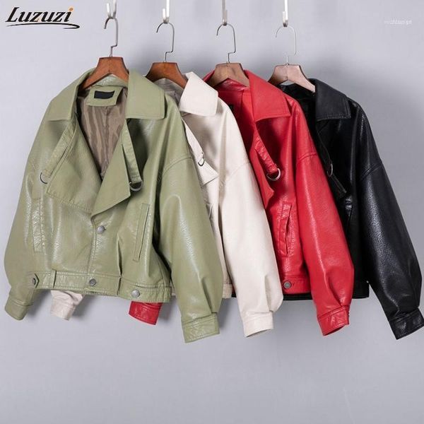women's leather & faux luzuzi 2021 short motorcycle suit pu jacket biker coat ladies korean casual loose outwear1, Black
women's leather & faux luzuzi 2021 short motorcycle suit pu jacket biker coat ladies korean casual loose outwear1, Black