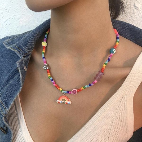 chokers rainbow pendant necklace for women bohemian colorful soft pottery beads bear fruit gossip heart necklaces jewelry, Golden;silver
chokers rainbow pendant necklace for women bohemian colorful soft pottery beads bear fruit gossip heart necklaces jewelry, Golden;silver