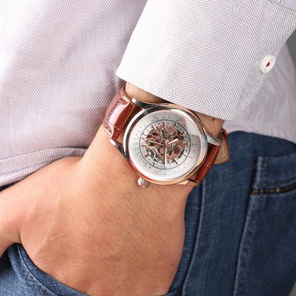 wristwatches fashion hand wind watch for men mechanical wrist classic skeleton luminous bussiness male clock, Slivery;brown
wristwatches fashion hand wind watch for men mechanical wrist classic skeleton luminous bussiness male clock, Slivery;brown