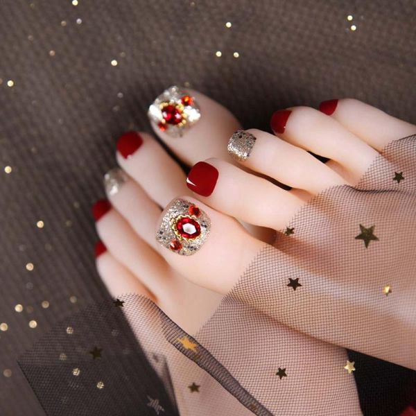 false nails 24 pieces of summer women's 3d punk japanese rhinestone glitter red natural full coverage nail art decoration toe, Red;gold
false nails 24 pieces of summer women's 3d punk japanese rhinestone glitter red natural full coverage nail art decoration toe, Red;gold