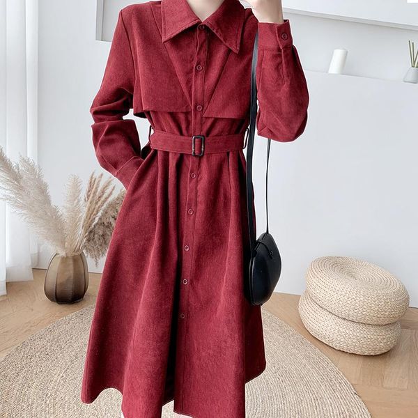vintage knee length corduroy dress women winter single-breasted long-sleeved dresses with sashes women's french high waist casual, Black;gray
vintage knee length corduroy dress women winter single-breasted long-sleeved dresses with sashes women's french high waist casual, Black;gray
