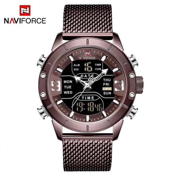 wristwatches naviforce analog digital watches stainless steel sports men's mesh belt military watch 30m waterproof relogios masculino, Slivery;brown
wristwatches naviforce analog digital watches stainless steel sports men's mesh belt military watch 30m waterproof relogios masculino, Slivery;brown