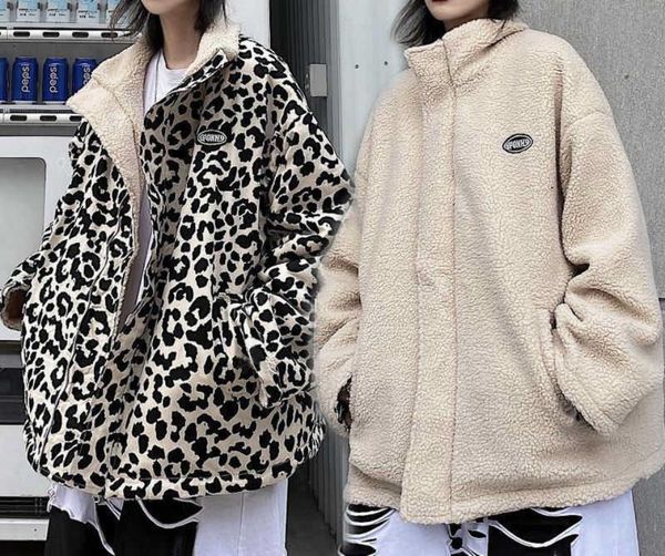 women's fur & faux leopard print women fleece jackets both sides wear jacket lamb parkas harajuku streetwear loose retro trendy outerwe, Black
women's fur & faux leopard print women fleece jackets both sides wear jacket lamb parkas harajuku streetwear loose retro trendy outerwe, Black