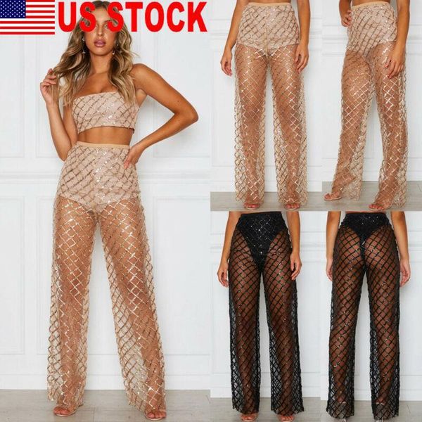 women crochet beach wide leg pants plaid lace see through swimwear trousers two-piece suits 
women crochet beach wide leg pants plaid lace see through swimwear trousers two-piece suits