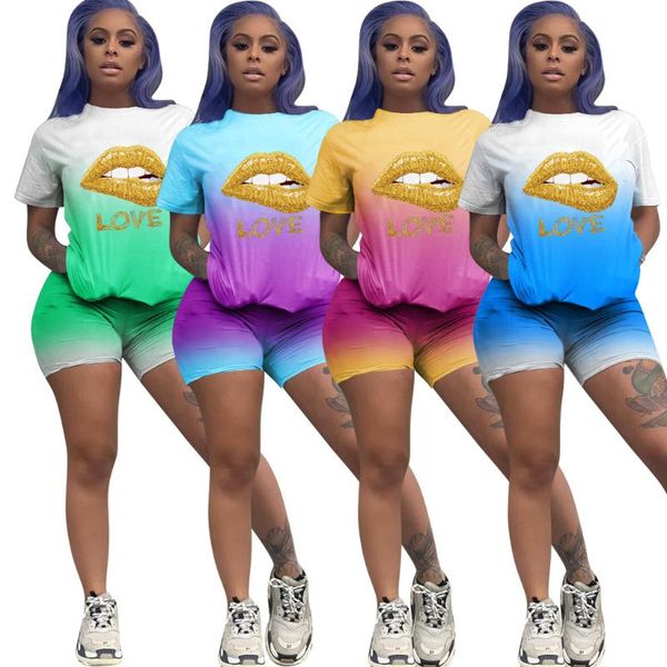 women's tracksuits women matching set gradient lips love print t-shirt shorts jogger pants suit two piece sport tracksuit outfit, Gray
women's tracksuits women matching set gradient lips love print t-shirt shorts jogger pants suit two piece sport tracksuit outfit, Gray
