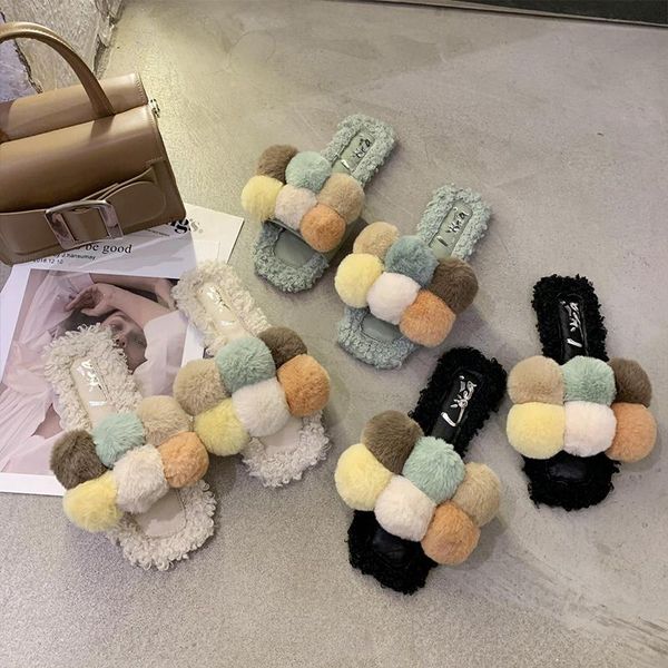 slippers 2021 comfortable women fur slides fuzzy home flat soft colored balls flip flops autumn female shoes, Black
slippers 2021 comfortable women fur slides fuzzy home flat soft colored balls flip flops autumn female shoes, Black