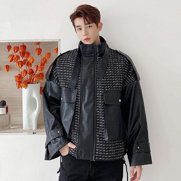men's jackets male retro fashion streetwear spring autumn coat overcoat men leather splice wool loose casual short jacket outerwear, Black;brown
men's jackets male retro fashion streetwear spring autumn coat overcoat men leather splice wool loose casual short jacket outerwear, Black;brown