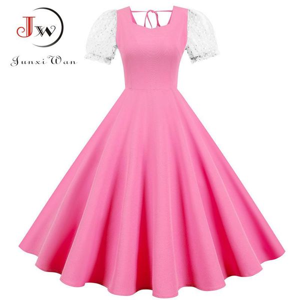 party dresses casual solid summer women lace short sleeve a-line plus size ladies robe elegant vintage big swing outfits, White;black
party dresses casual solid summer women lace short sleeve a-line plus size ladies robe elegant vintage big swing outfits, White;black
