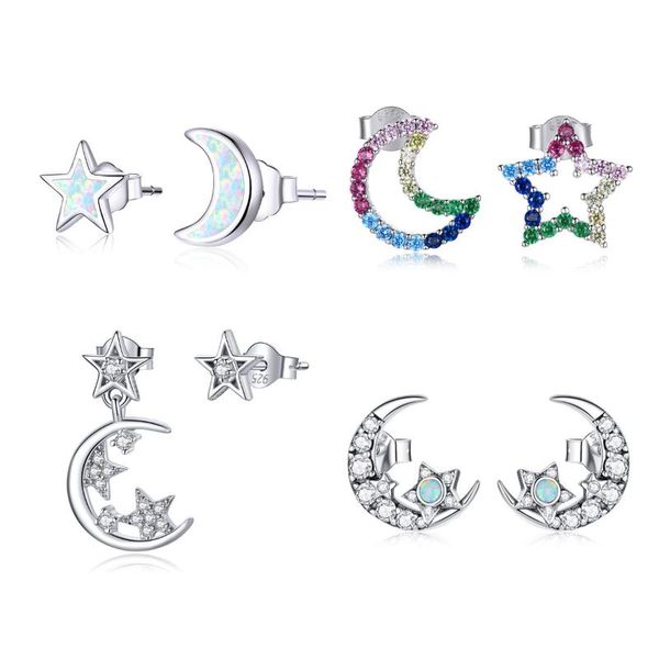 stud yaonuan s925 sterling silver ear studs inlay crystal/zircon star moon earring trendy female fine jewelry sailor accessories, Golden;silver
stud yaonuan s925 sterling silver ear studs inlay crystal/zircon star moon earring trendy female fine jewelry sailor accessories, Golden;silver
