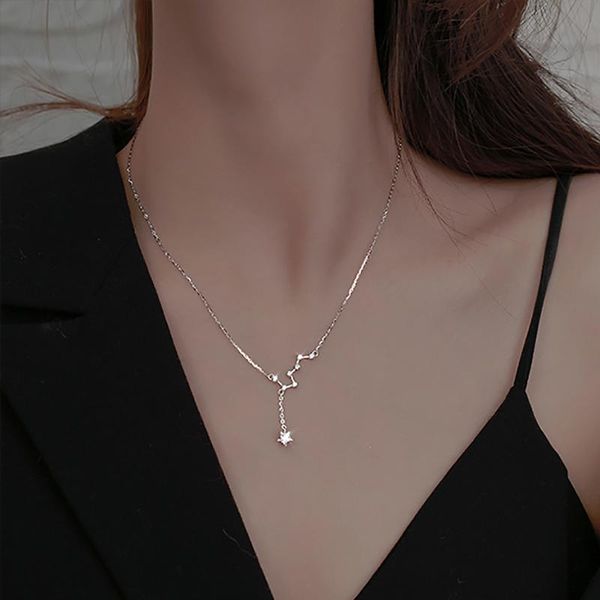 chains simple temperament light luxury titanium steel necklace beidou seven star niche clavicle chain, Silver 
chains simple temperament light luxury titanium steel necklace beidou seven star niche clavicle chain, Silver