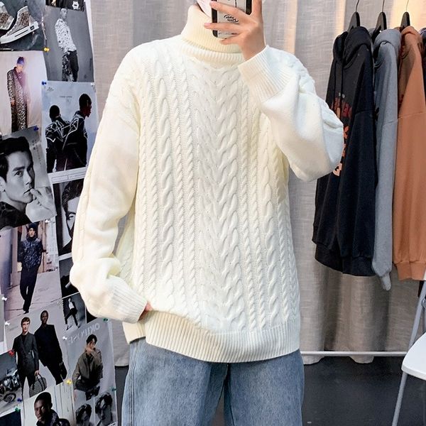 men's high necked white long sved shirts, wired knitted korean street cloth, sweaters, 2021, White;black
men's high necked white long sved shirts, wired knitted korean street cloth, sweaters, 2021, White;black