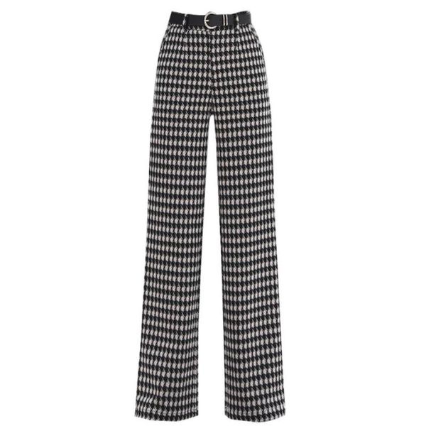 women plaid woolen wide leg pants autumn winter high waist loose wool straight trousers women's & capris, Black;white
women plaid woolen wide leg pants autumn winter high waist loose wool straight trousers women's & capris, Black;white