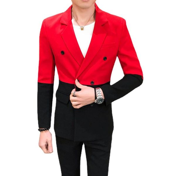 men's suits & blazers spring casual color matching handsome double-breasted korean style self-cultivation simple outfit clothing, White;black
men's suits & blazers spring casual color matching handsome double-breasted korean style self-cultivation simple outfit clothing, White;black
