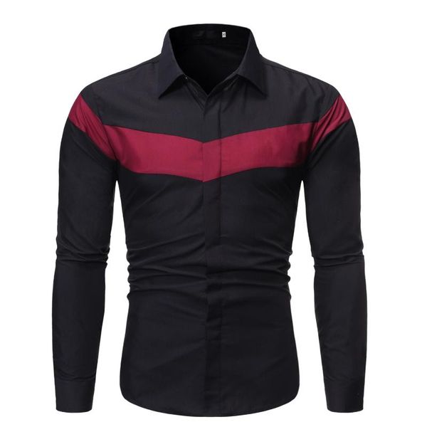 men's casual shirts spring and autumn european american style color-blocking lapel long-sleeved shirt suitable for young people, White;black
men's casual shirts spring and autumn european american style color-blocking lapel long-sleeved shirt suitable for young people, White;black