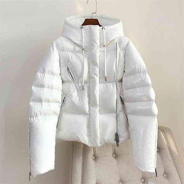 white bright women winter coat waterproof fashion zipper hooded thick warm down jackets short female parkas outerwear 210923, Black
white bright women winter coat waterproof fashion zipper hooded thick warm down jackets short female parkas outerwear 210923, Black