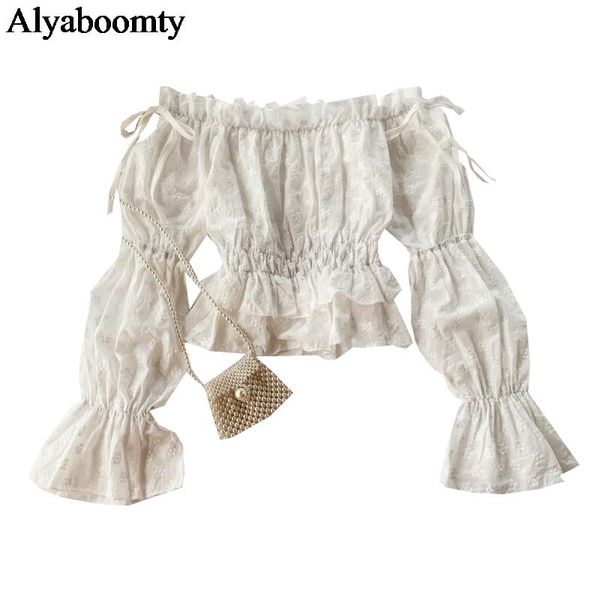 korean chic summer autumn women crop slash neck bandage floral embroidery female blouse flare sleeve elegant sweet blusas women's blous, White
korean chic summer autumn women crop slash neck bandage floral embroidery female blouse flare sleeve elegant sweet blusas women's blous, White