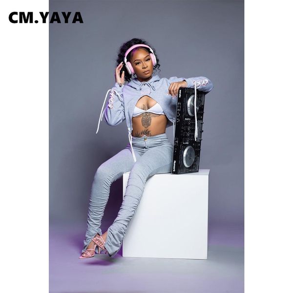 womens set lace up ruched sleeve hooded crop staed slit pants suit active trasuit two piece set winter fallby air, White
womens set lace up ruched sleeve hooded crop staed slit pants suit active trasuit two piece set winter fallby air, White