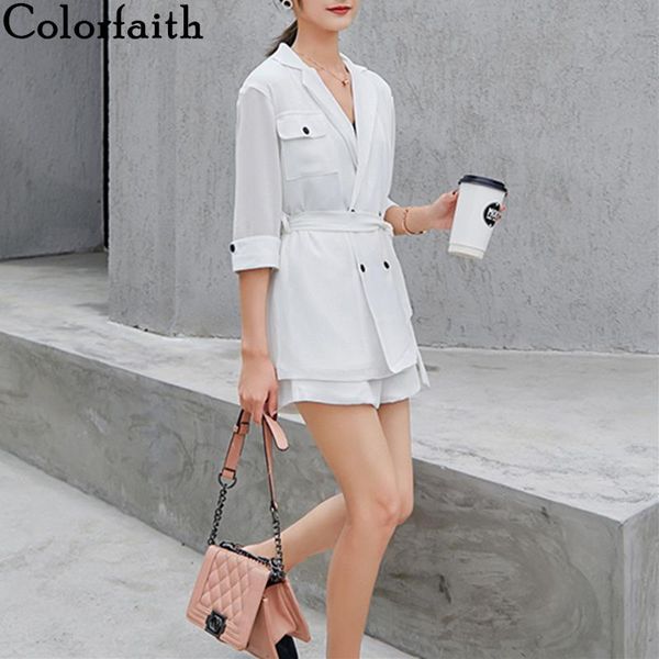 two piece dress colorfaith 2021 summer woman sets 2 pieces matching short pants chiffon half sleeve casual lace up office lady suit ws1252, White
two piece dress colorfaith 2021 summer woman sets 2 pieces matching short pants chiffon half sleeve casual lace up office lady suit ws1252, White
