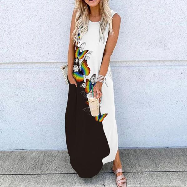 women's swimwear floral dress women sleeveless casual butterfly print pocket beach long maxi loose holiday sundress vestidos, White;black
women's swimwear floral dress women sleeveless casual butterfly print pocket beach long maxi loose holiday sundress vestidos, White;black