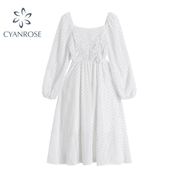 dot print vintage dress high waist slim wrinkled design square collar korean elegant classic dresses long sleeve vestidos mujer 210430, Black;gray
dot print vintage dress high waist slim wrinkled design square collar korean elegant classic dresses long sleeve vestidos mujer 210430, Black;gray
