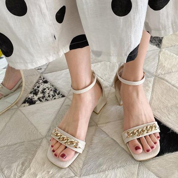 sandals metal chain women open toe solid color 2021 summer square block high heels ankle strap elegant dress shoes, Black
sandals metal chain women open toe solid color 2021 summer square block high heels ankle strap elegant dress shoes, Black