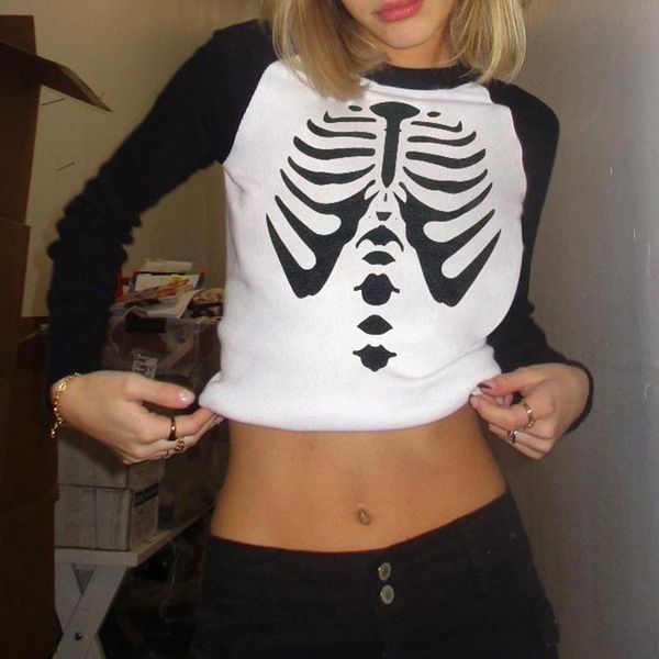 women's t-shirt grunge aesthetics tshirt sternum printed women gothic o-neck long sleeve cropped tee vintage pullovers streetwear, White
women's t-shirt grunge aesthetics tshirt sternum printed women gothic o-neck long sleeve cropped tee vintage pullovers streetwear, White