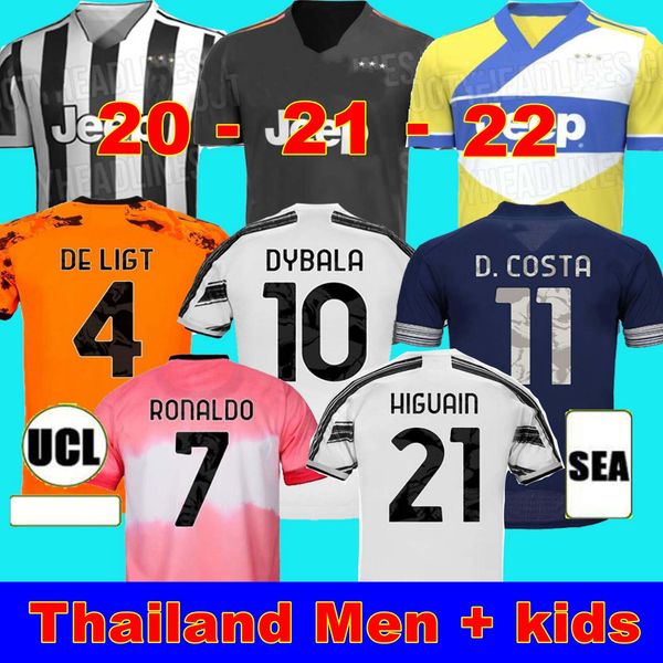 2021 2022 fans player version juventus soccer jersey ronaldo dybala morata chiesa mckennie football shirt 20 21 22 juve men + kids kit fourt, Black;yellow