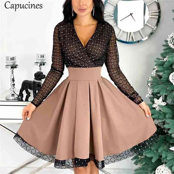 capucines fashion shiny sequin diamond mesh stitching dress women spring autumn sheer long sleeve belted slim a line dresses 210806, Black;gray
capucines fashion shiny sequin diamond mesh stitching dress women spring autumn sheer long sleeve belted slim a line dresses 210806, Black;gray