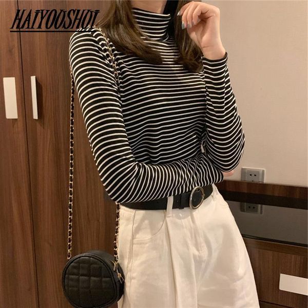 women's t-shirt women black and white stripes casual long sleeve high collar pullover 2021 srping fashion korea shirt s-xxl
women's t-shirt women black and white stripes casual long sleeve high collar pullover 2021 srping fashion korea shirt s-xxl