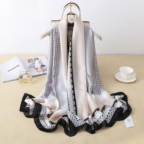 scarves fashion imitation silk scarf women's wrap simple plaid female long hijab spring autumn warm bandana sunscreen sjaal 180cm*90cm, Blue;gray
scarves fashion imitation silk scarf women's wrap simple plaid female long hijab spring autumn warm bandana sunscreen sjaal 180cm*90cm, Blue;gray