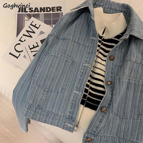 women's jackets basic women high street striped pockets females denim cropped vintage bleach korean style frayed spring simple ins, Black;brown
women's jackets basic women high street striped pockets females denim cropped vintage bleach korean style frayed spring simple ins, Black;brown