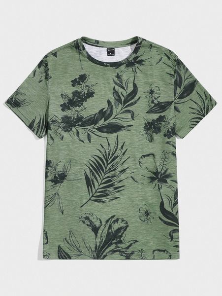 men tropical print tee 30rb#, White;black 
men tropical print tee 30rb#, White;black
