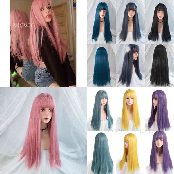 hair synthetic wigs cosplay vicwig cosplay wig with bangs synthetic straight hair 24 inch long heat-resistant pink for women 220225, Black
hair synthetic wigs cosplay vicwig cosplay wig with bangs synthetic straight hair 24 inch long heat-resistant pink for women 220225, Black
