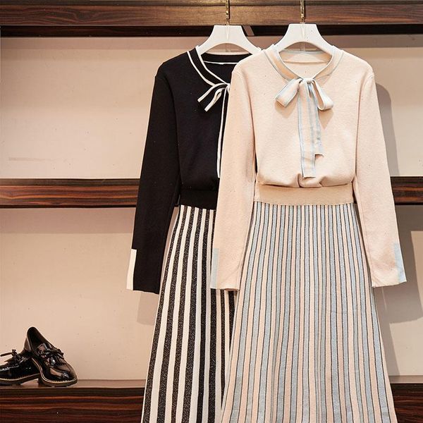 womens tracksuits women autumn winter elegant knitted 2 piece set bow collar knitting sweater long midi striped pattern skirt suits, Gray
womens tracksuits women autumn winter elegant knitted 2 piece set bow collar knitting sweater long midi striped pattern skirt suits, Gray