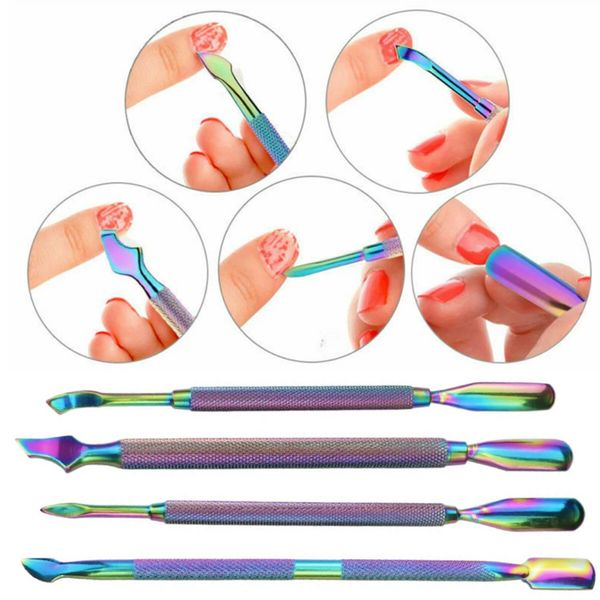 nail art pusher remover cuticle tool kit set rainbow dual-ended stainless steel, Silver
nail art pusher remover cuticle tool kit set rainbow dual-ended stainless steel, Silver