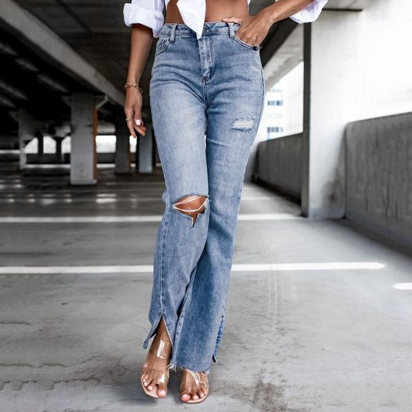 women's jeans fashion high street women casual straight leg waist loose fitting ripped holes thin ladies denim trousers, Blue
women's jeans fashion high street women casual straight leg waist loose fitting ripped holes thin ladies denim trousers, Blue