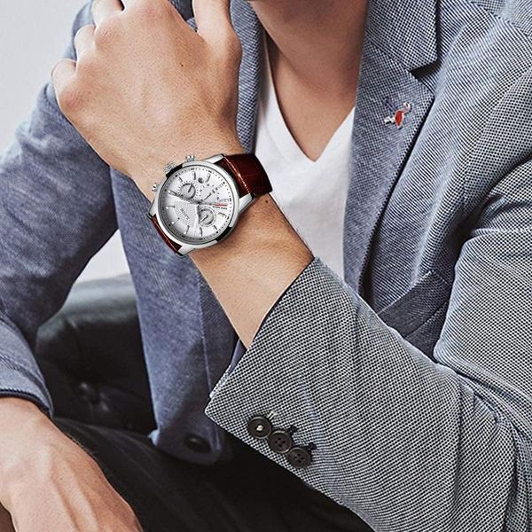 wristwatches watches mens 2021 casual leather quartz men's watch business clock male sport waterproof date chronograph, Slivery;brown
wristwatches watches mens 2021 casual leather quartz men's watch business clock male sport waterproof date chronograph, Slivery;brown
