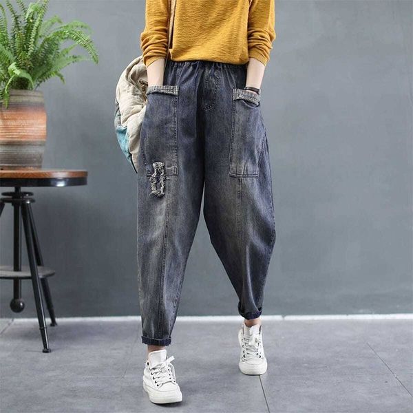 jean spring autumn arts style women elastic waist loose vintage jeans femme cotton denim harem pants plus size m655 k0jy, Blue
jean spring autumn arts style women elastic waist loose vintage jeans femme cotton denim harem pants plus size m655 k0jy, Blue