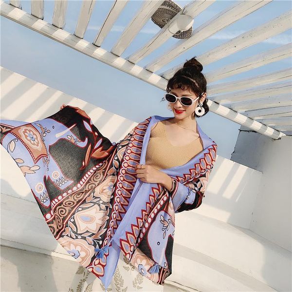 scarves silk scarf female water drop flower big shawl travel sunscreen beach towel national style cotton summer sunshade, Blue;gray
scarves silk scarf female water drop flower big shawl travel sunscreen beach towel national style cotton summer sunshade, Blue;gray