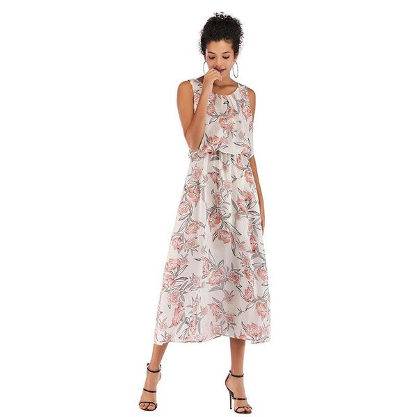 casual dresses floral print sleeveless bohemian elastic waist long for women summer loose dress chiffon ladies vestidos, Black;gray
casual dresses floral print sleeveless bohemian elastic waist long for women summer loose dress chiffon ladies vestidos, Black;gray