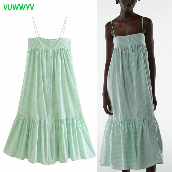 dresses green striped strap ruffle midi woman summer vintage button up backless women back elastic vestidos 210430, Black;gray
dresses green striped strap ruffle midi woman summer vintage button up backless women back elastic vestidos 210430, Black;gray