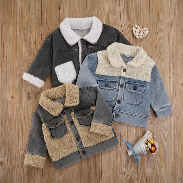 jackets winter warm fashion children contrast color coat baby girls boys fur long sleeve lapel neck button-up jacket with pockets, Blue;gray
jackets winter warm fashion children contrast color coat baby girls boys fur long sleeve lapel neck button-up jacket with pockets, Blue;gray