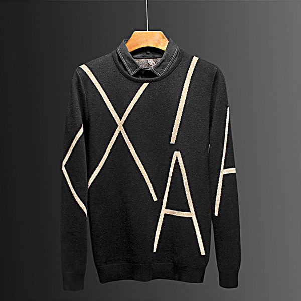 boutique sweater men's 2021 fashion slim fit denim lapel fake two brand, White;black
boutique sweater men's 2021 fashion slim fit denim lapel fake two brand, White;black