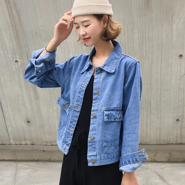 women's jackets women long sleeve denim casual blue turn-down collar jacket jean female oversized single breasted coat, Black;brown
women's jackets women long sleeve denim casual blue turn-down collar jacket jean female oversized single breasted coat, Black;brown
