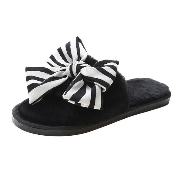 slippers elegant women's striped butterfly-knot plush shoes winter comfort flat home indoor cotton girls lovely furry slides, Black
slippers elegant women's striped butterfly-knot plush shoes winter comfort flat home indoor cotton girls lovely furry slides, Black